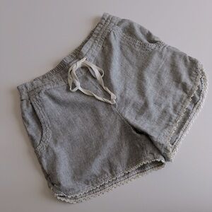 Caslon Linen Shorts Striped Lightweight Summer Shorts Crochet Trim Beachy XS